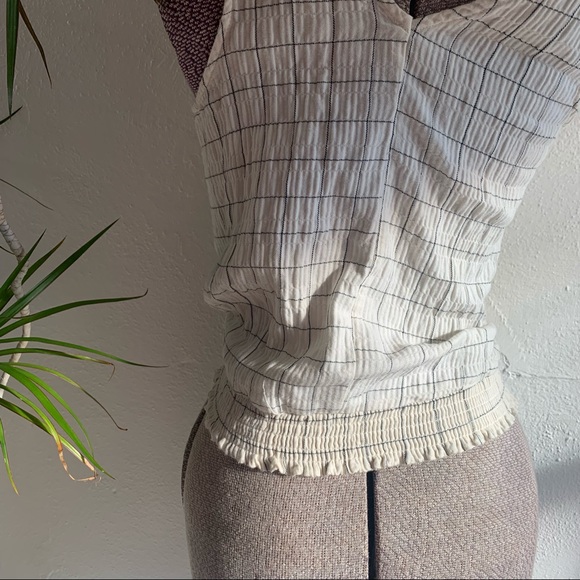 Eye Shadow | Cream Windowpane Pattern Wrap Tank Top - Small - Picture 9 of 14